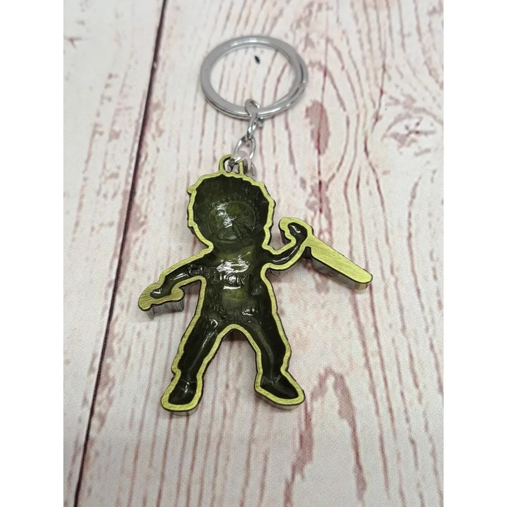 Chucky Keychain Horror Movie Serial Killer Slasher Doll Creepy Voodoo Gold Color